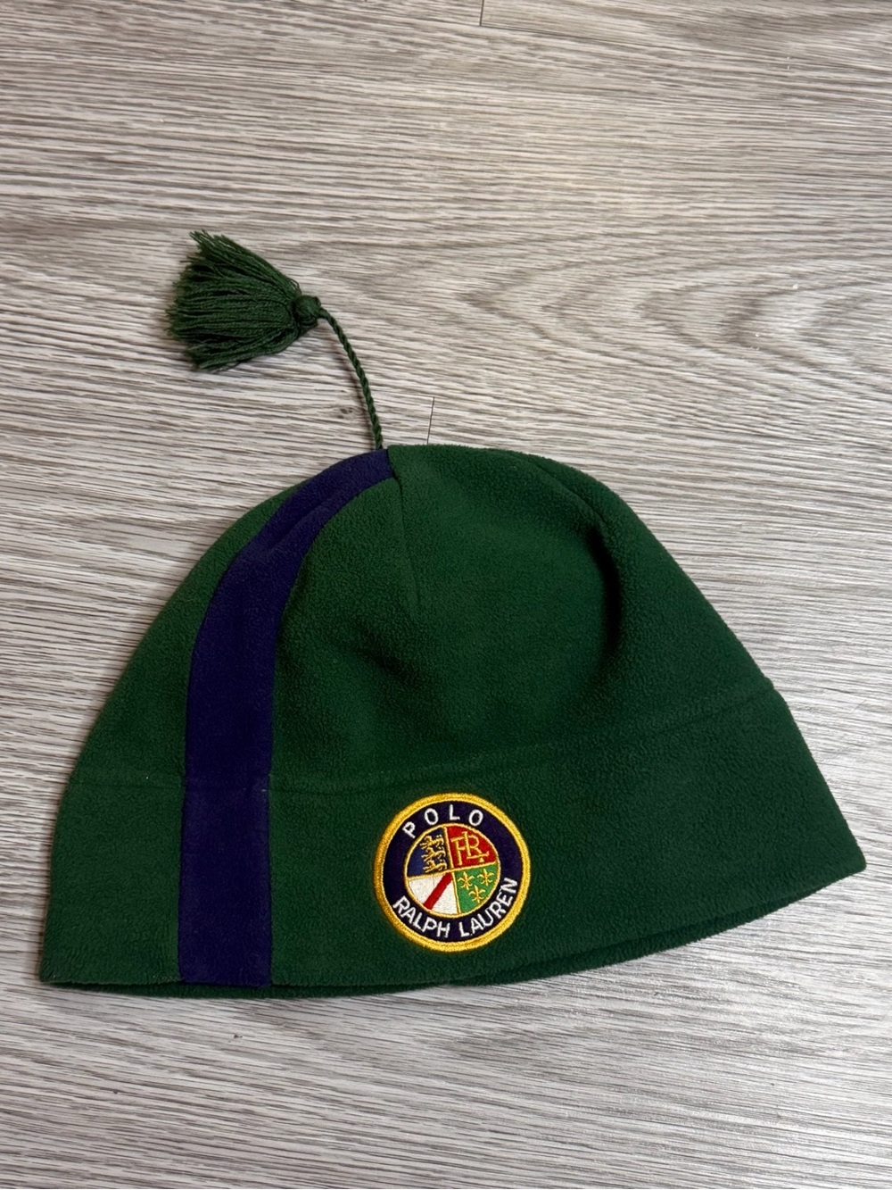 Vintage Polo Ralph Lauren Cookie Patch, Fleece Beanie Hat Green